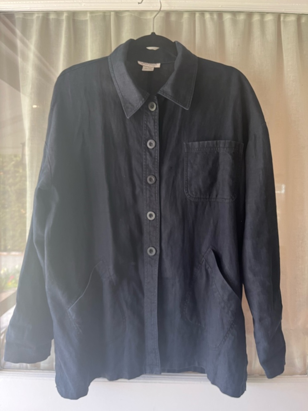 100% Linen Size XL Button-Front Lagenlook Shirt Jacket Vantana Brand